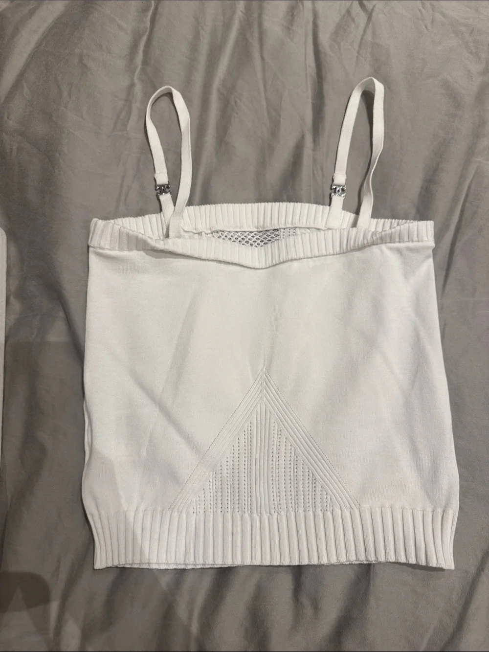 CHANEL White Knit Tank Top